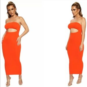 Naked Wardrobe the NW Hole'd It Down Dress Orange